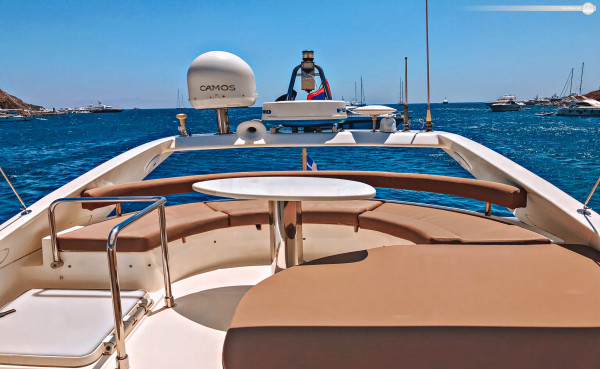 Half-Full Day in Low Season What a Flybridge Motor Yacht Has to Offer for Cruising Experience in Ornos, Greece